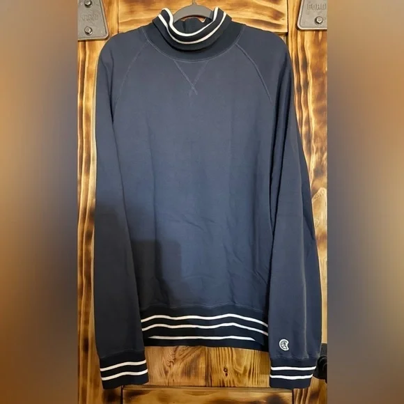 Todd Snyder Todd Snyder + Champion Tipped Turtleneck Sweatshirt in Navy SZ Lg - Picture 1 of 6